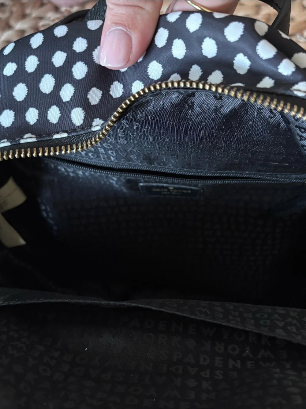 kate spade Black and White Polka Dot Mini Backpack